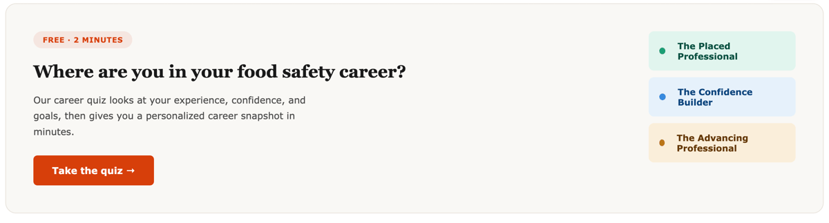 food quality career CTA