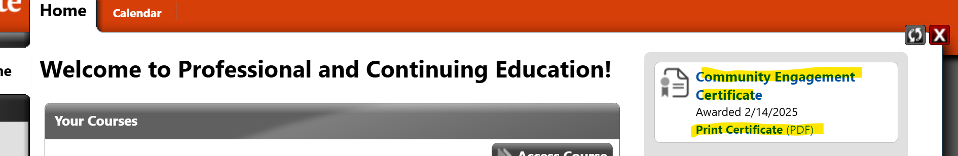 Accessing Your Course Certificate